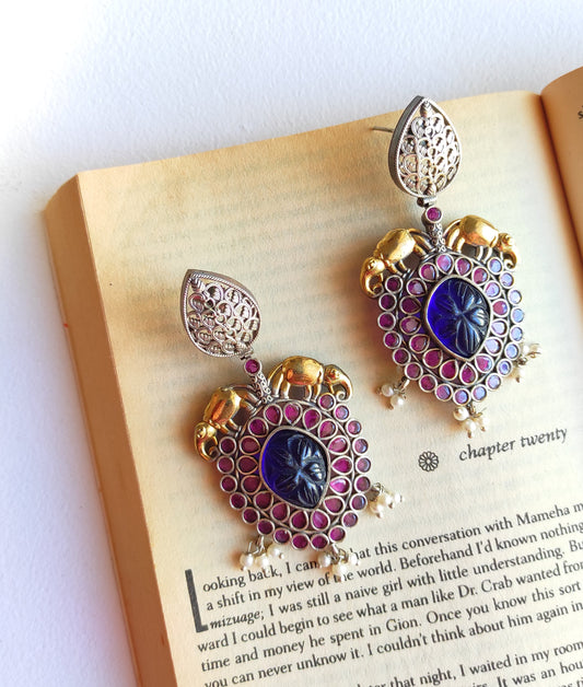 Shalini dualtone earrings with premium stones DTE3
