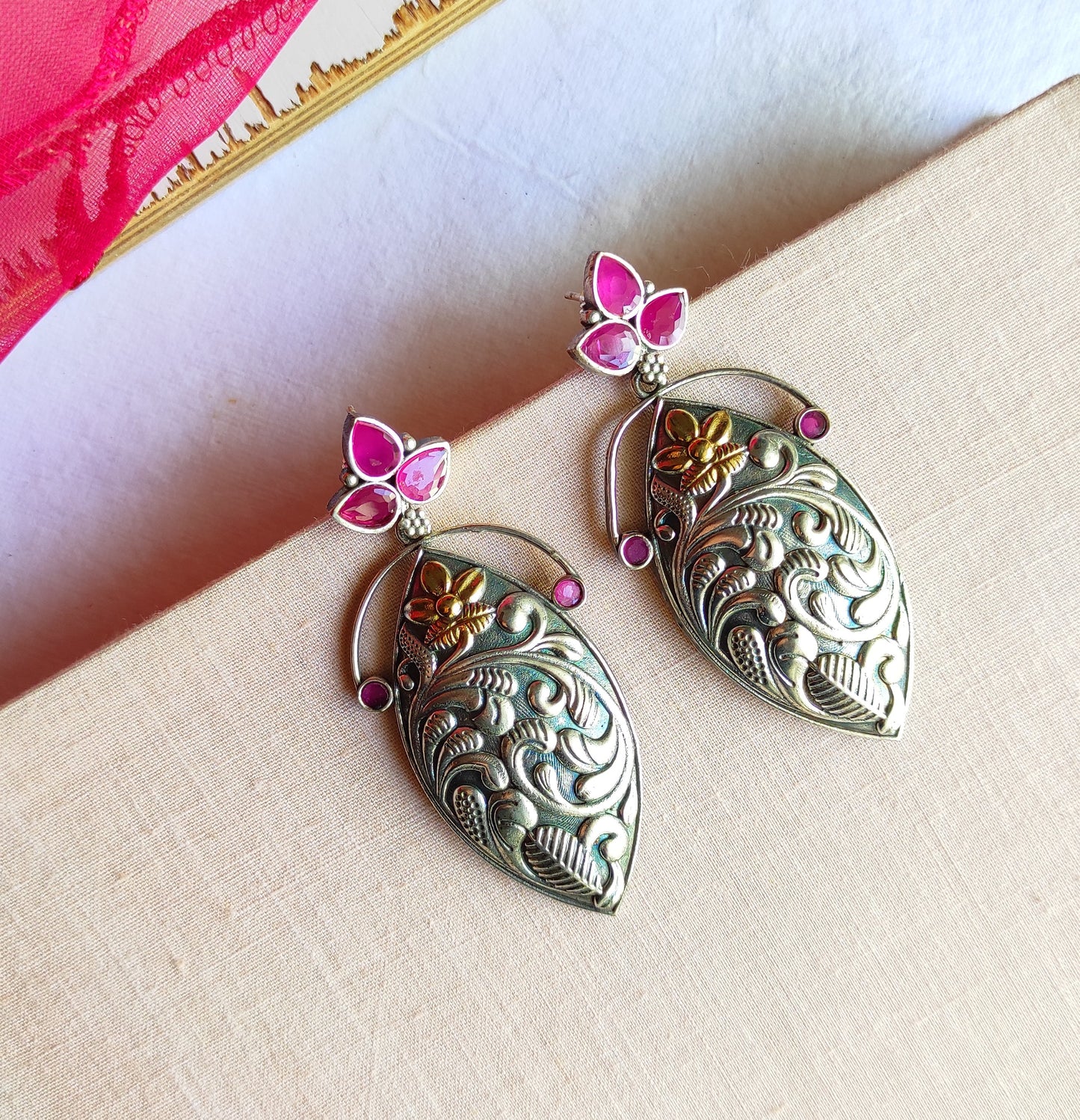 Pankati dualtone earrings with premium glass stones DTE3