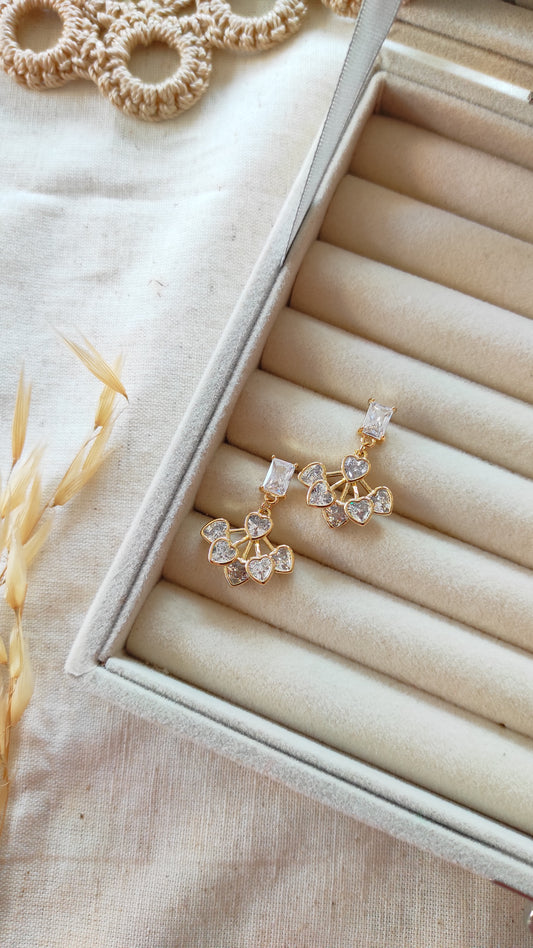 Korean golden anti tarnish hanging crystal earrings