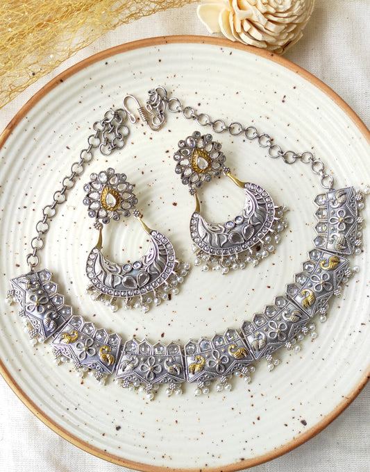 Aarya dual tone necklace with chandbali