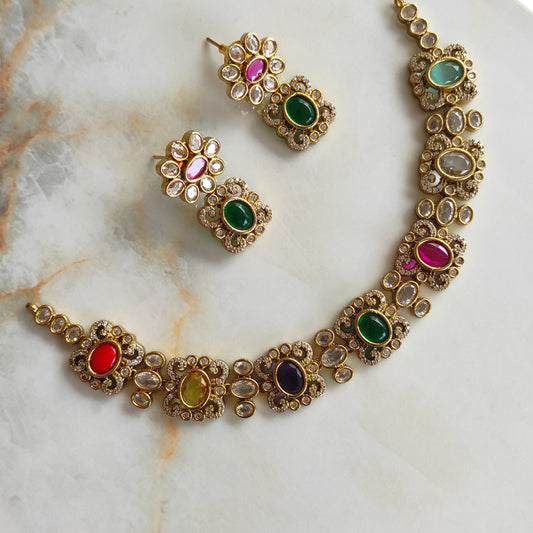 Saptee antique polish necklace set