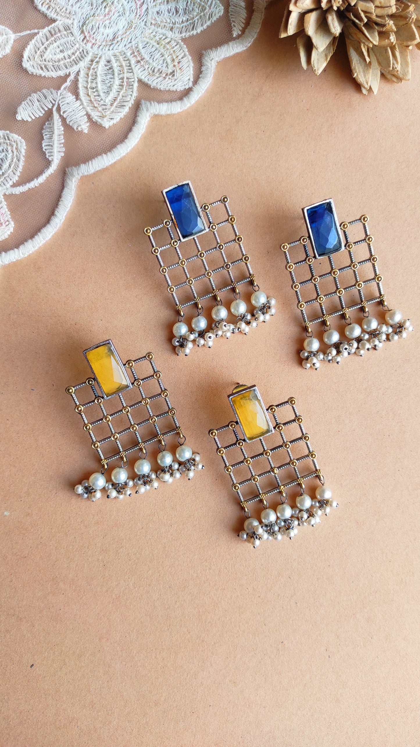 Siman dual tone stud earrings