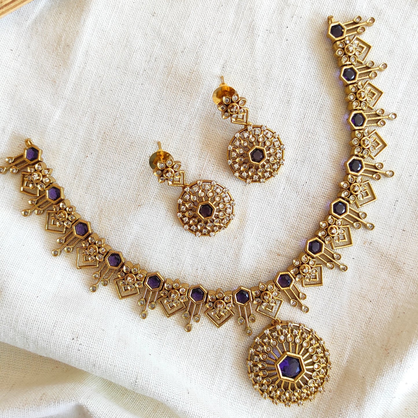 Purple antique polish necklace