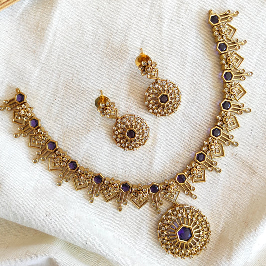 Purple antique polish necklace