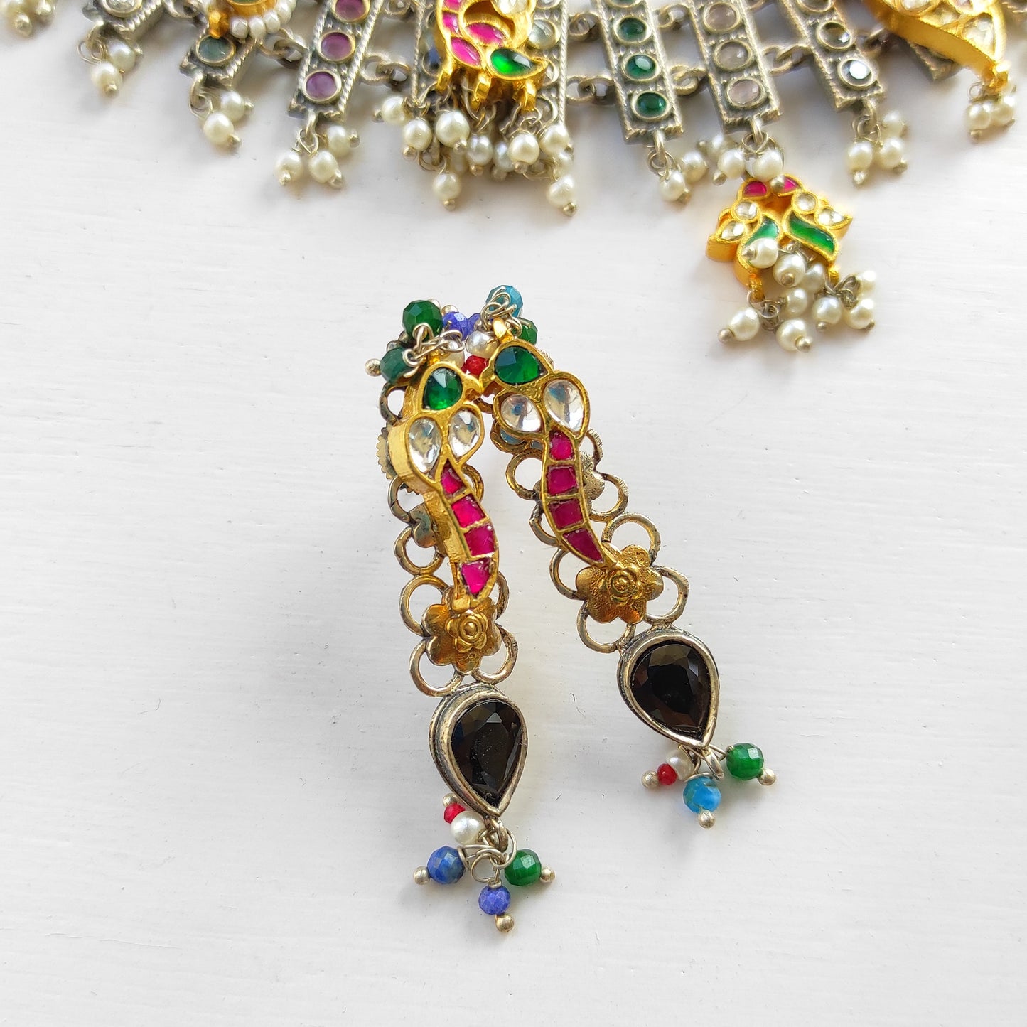 Sampati pachi kundan dual tone necklace