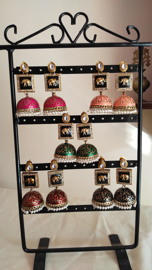 Enameled elephant Jhumka