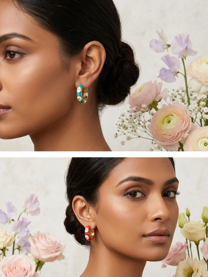 Dandelion enameled hoops
