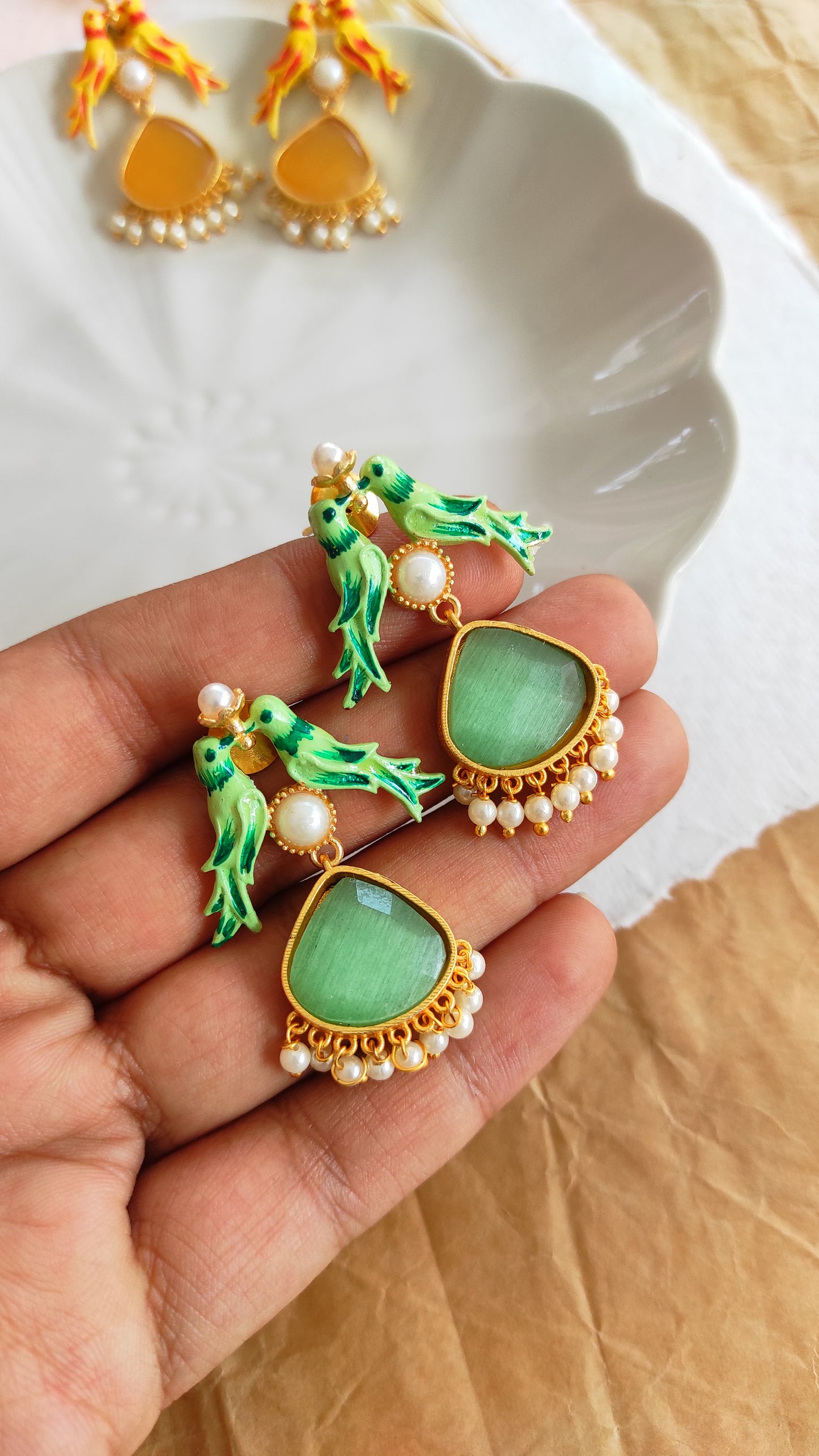Panchhi golden earrings