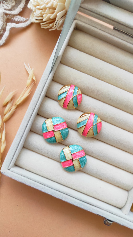 Pastel strippy studs earrings