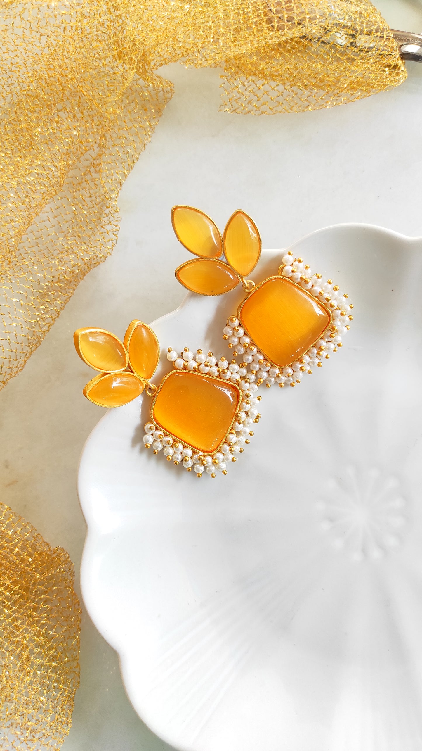 Triveni monalisa stone earrings