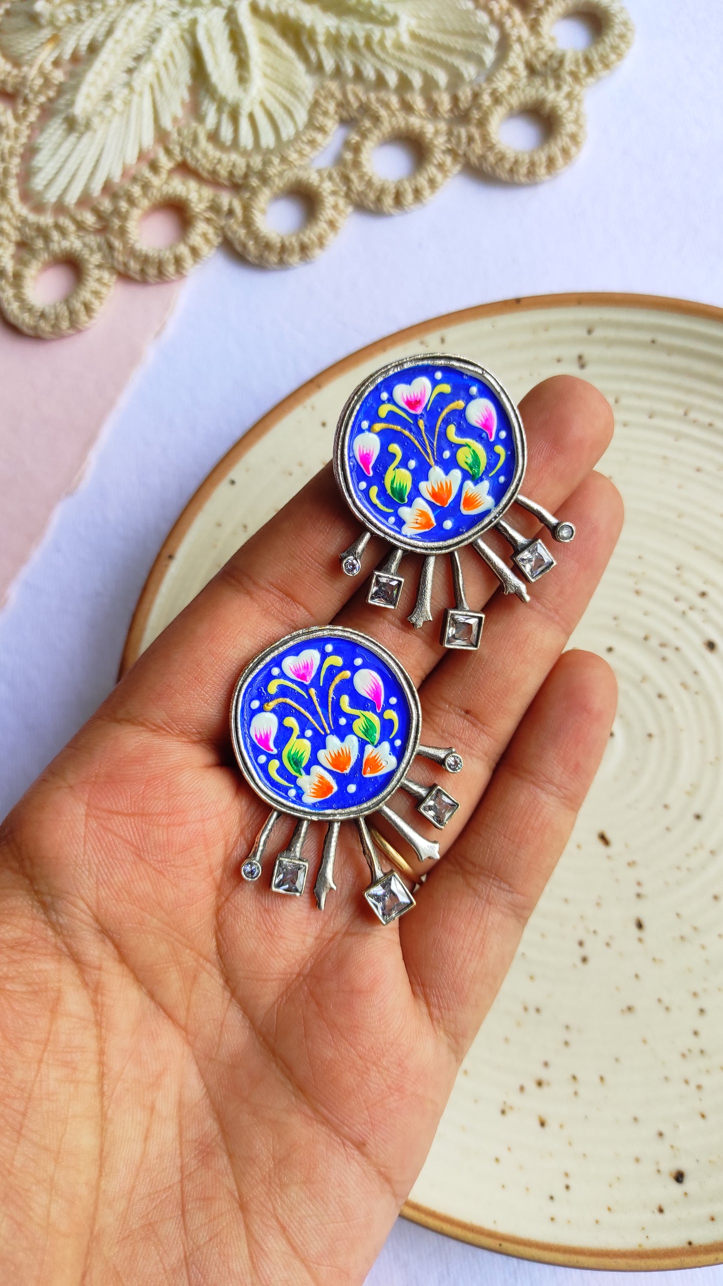 Rati hand painted studs earrings