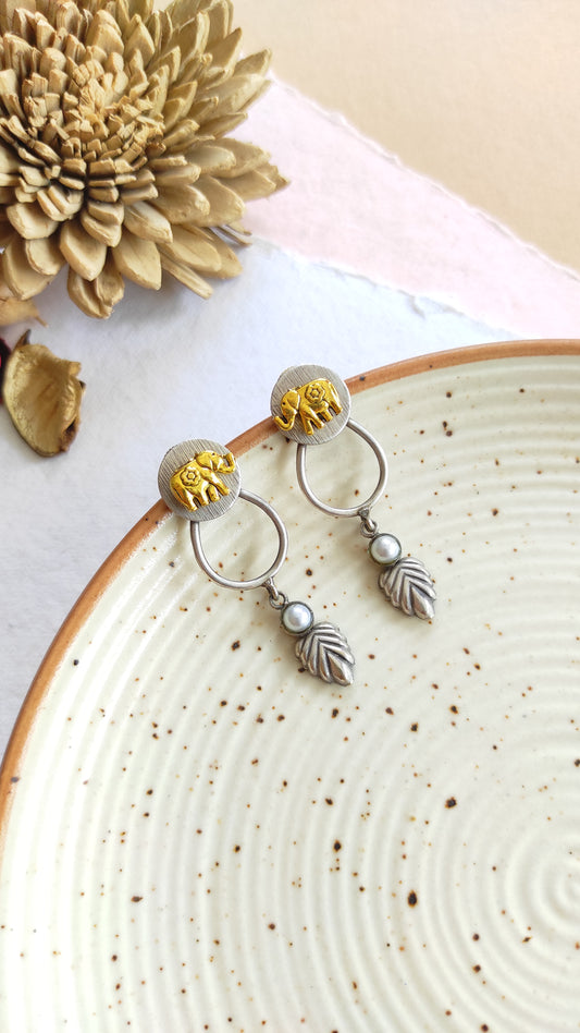 Dainty elephant dualtone earrings