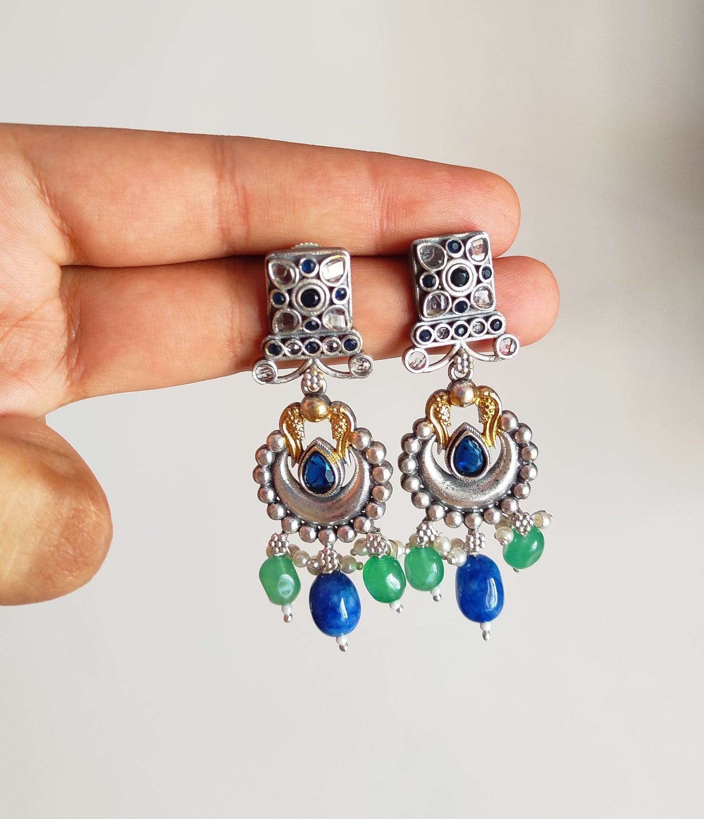 Neelu dualtone earrings with premium stones DTE3