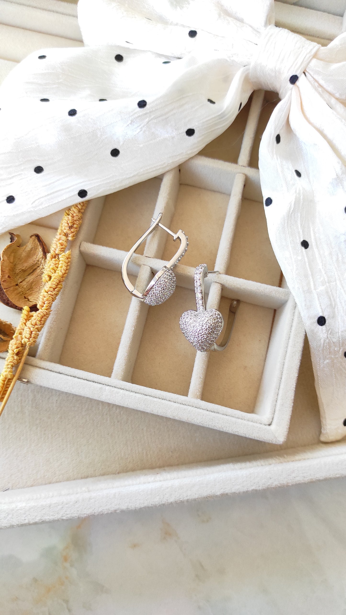 Diamond studded heart hoops