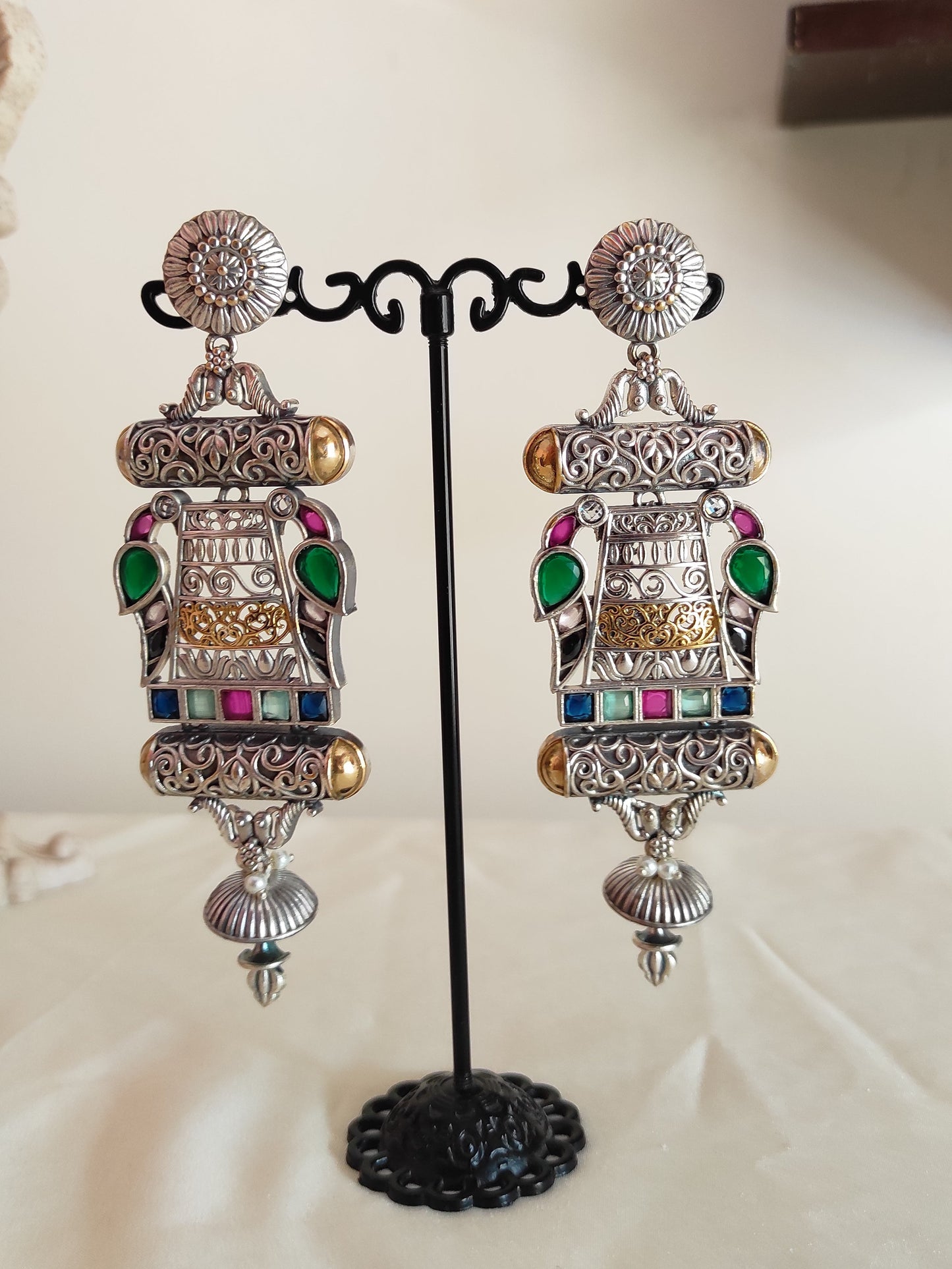 Binodini dualtone long festive earrings DTE3