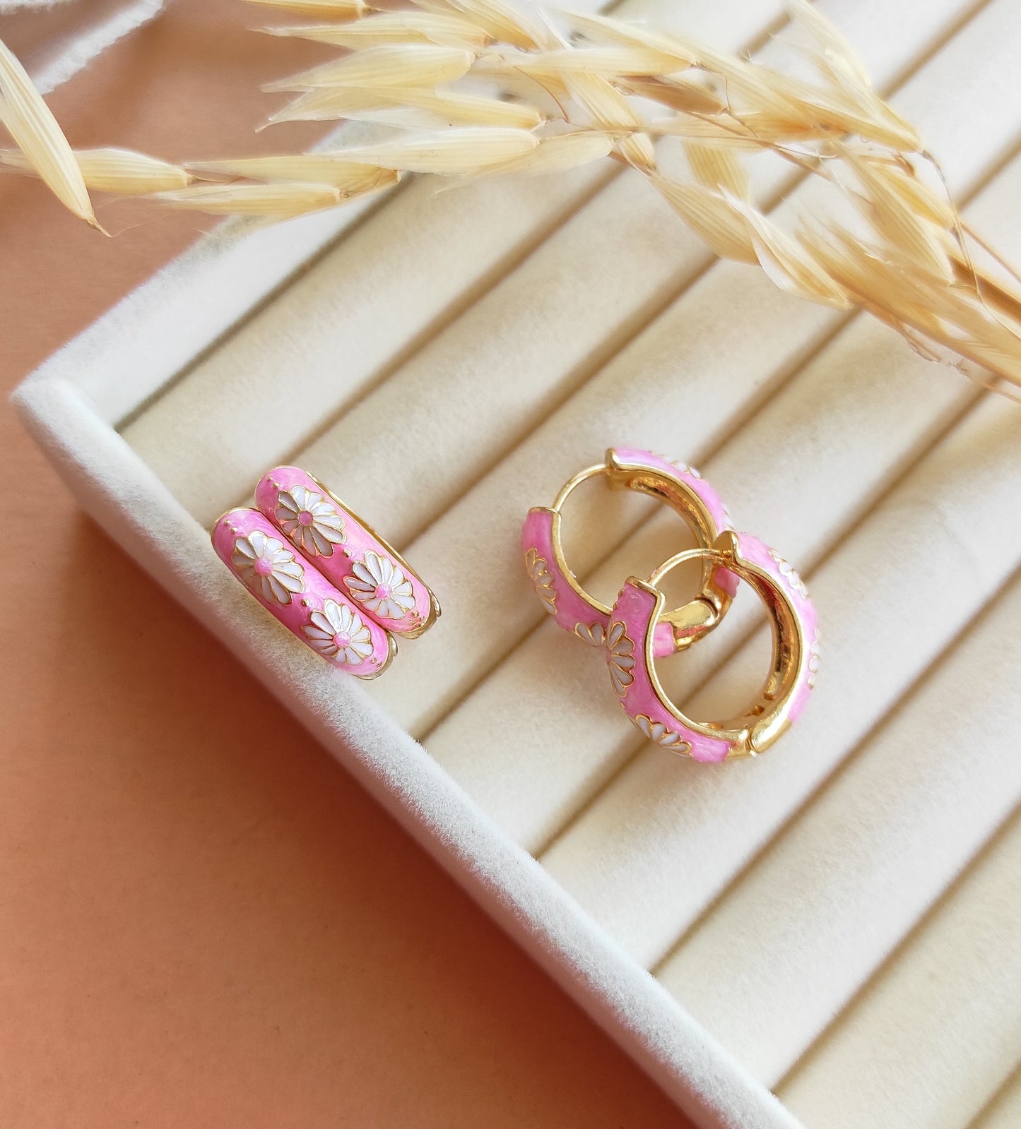 Dandelion enameled hoops