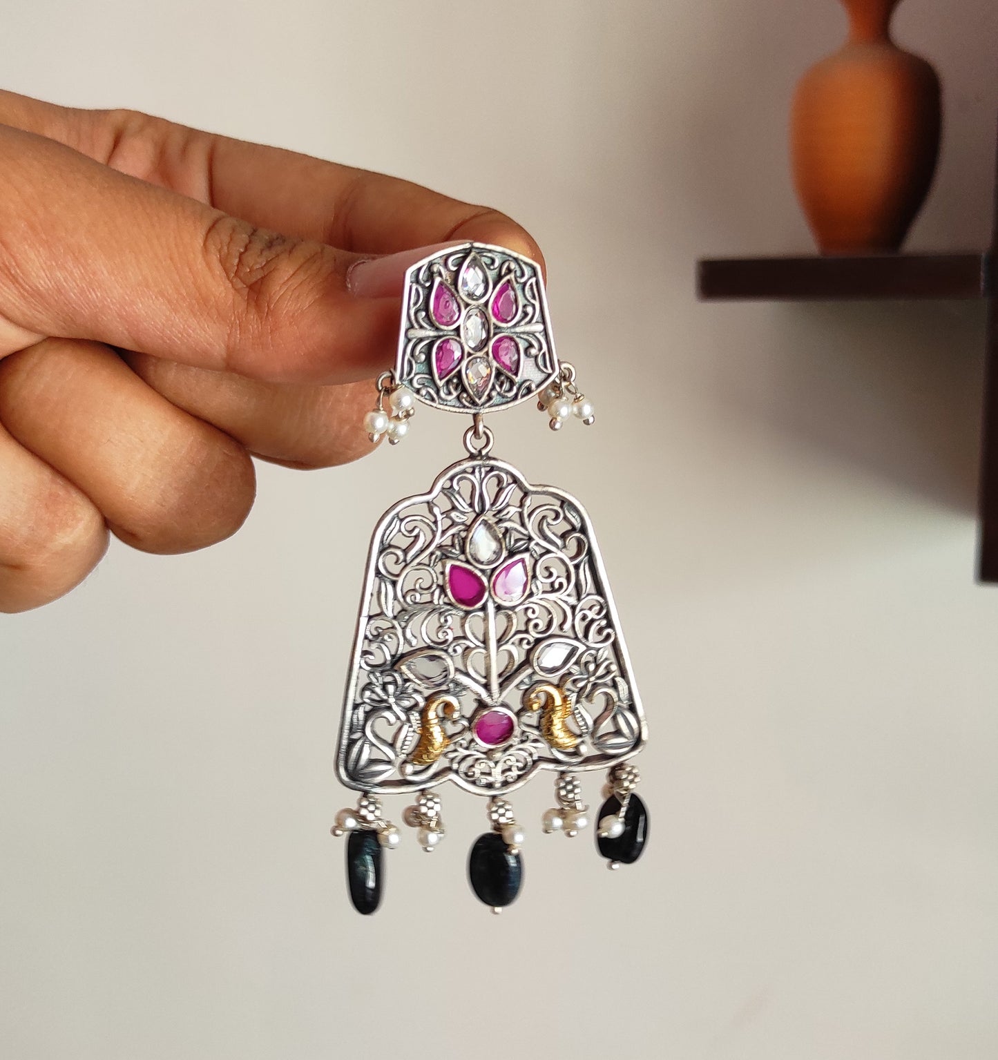 Barikee dualtone earrings with premium stones
