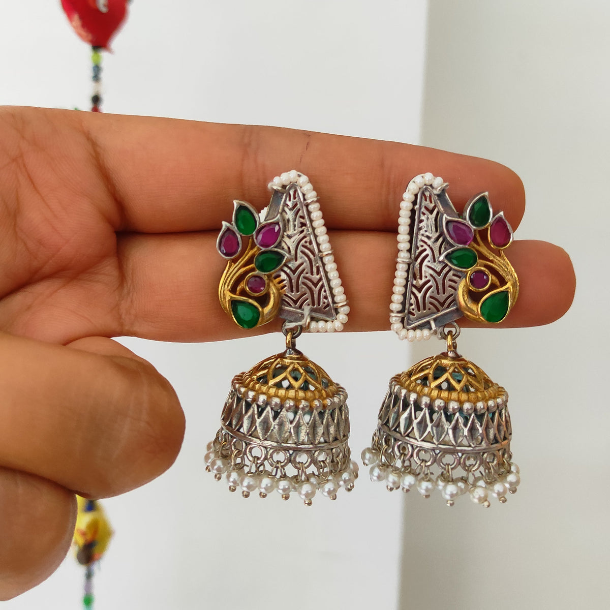 Peacock  dualtone jhumka