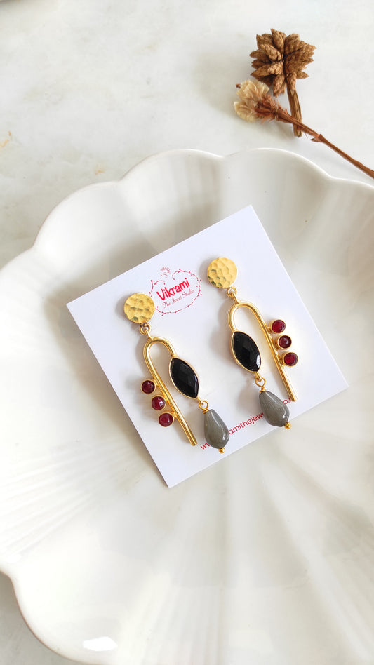 Golden handmade brass earrings