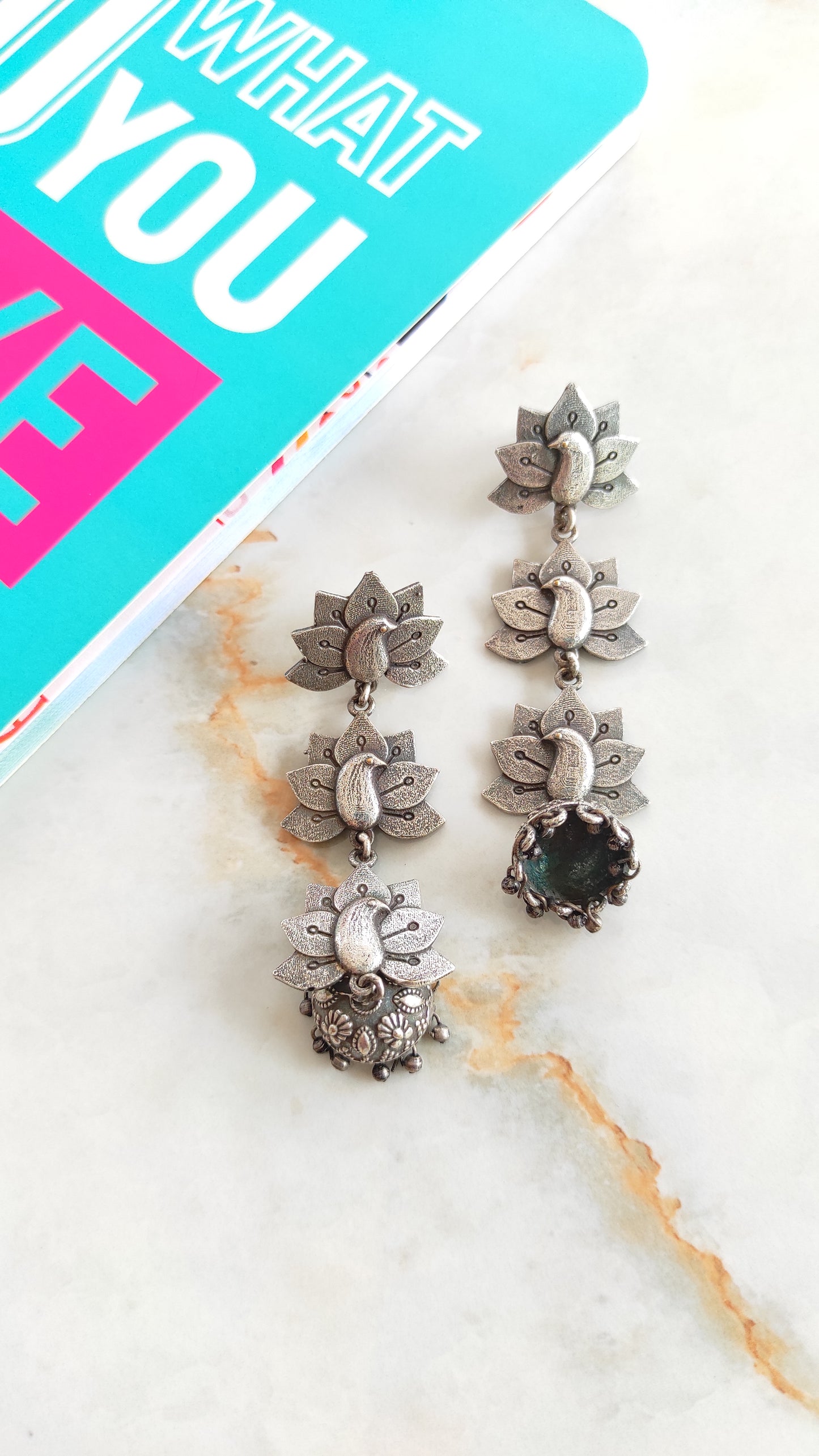 Triple peacock jhumki