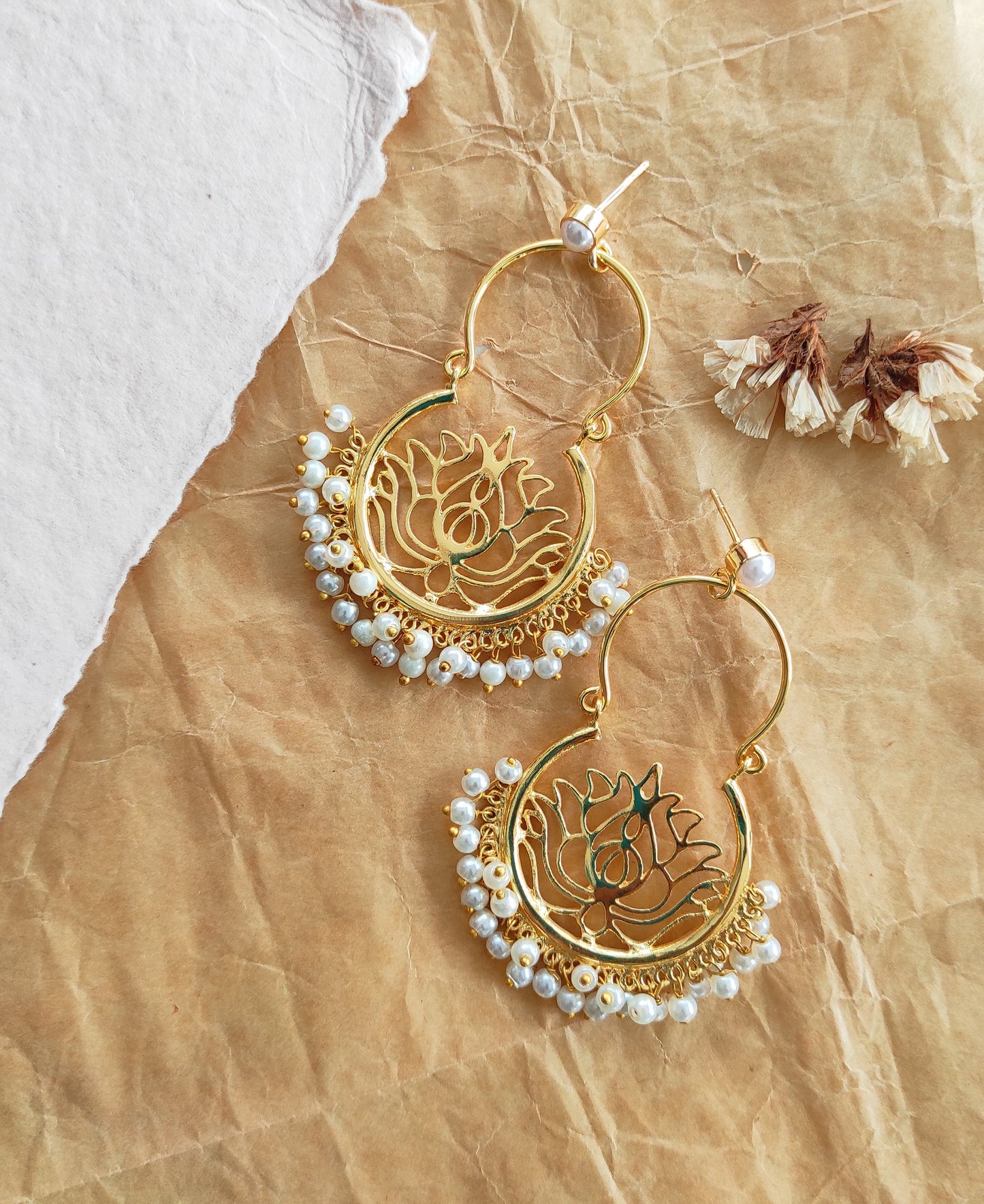 Padmaja golden chandbali earrings